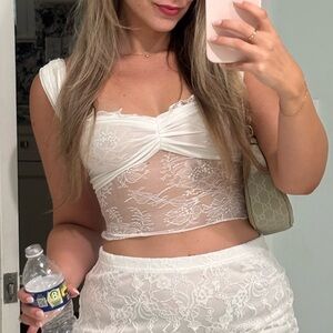 Meshki Ivory Lace and Mesh Top - Small